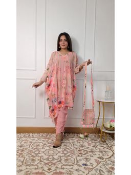 Shop Begum - Miss iccug Pure Georgette Kaftan and Pant-Peach