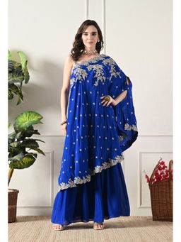 Shop Begum - Reva Pure Georgette Kaftan and Palazzo-Blue