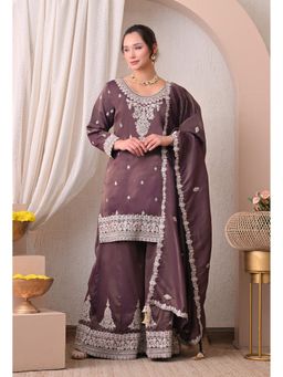 Shop Begum - Sona-e-adaab Kurta and Palazzo with Dupatta-Purple