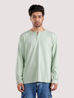 roar for good - Organic Cotton Henley Full Sleeve T-Shirt - Sage Green