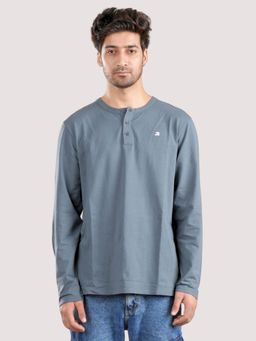 roar for good - Organic Cotton Henley Full Sleeve T-Shirt - Grey