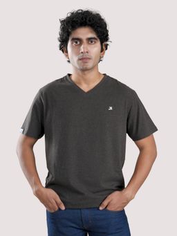 roar for good - Organic Cotton V-Neck T-Shirt - Charcoal Melange