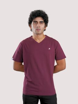 roar for good - Organic Cotton V-Neck T-Shirt - Maroon