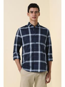 Allen Solly - Men Navy Blue Cotton Full Sleeves Shirt