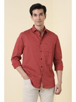Allen Solly - Men Red Cotton Full Sleeves Shirt