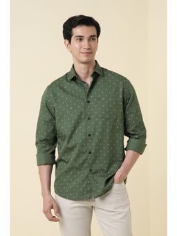 Allen Solly - Men Green Cotton Full Sleeves Shirt