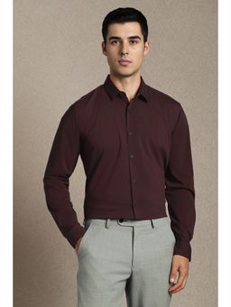 Louis Philippe - Men Maroon Viscose Blend Full Sleeves Shirt
