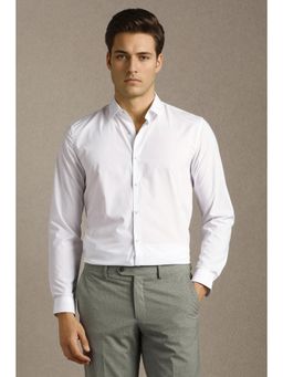 Louis Philippe - Men White Rayon Blend Full Sleeves Shirt