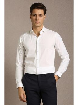 Louis Philippe - Men White Cotton Blend Full Sleeves Shirt