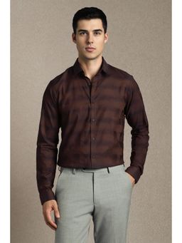 Louis Philippe - Men Brown Cotton Blend Full Sleeves Shirt