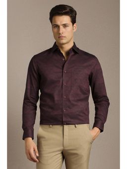 Louis Philippe - Men Maroon Cotton Full Sleeves Shirt