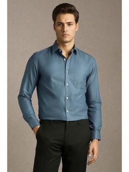 Louis Philippe - Men Blue Cotton Full Sleeves Shirt