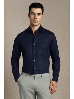Louis Philippe - Men Navy Blue Cotton Blend Full Sleeves Shirt