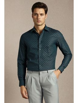 Louis Philippe - Men Green Cotton Full Sleeves Shirt