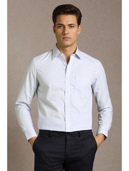 Louis Philippe - Men Blue Cotton Full Sleeves Shirt