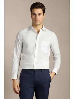 Louis Philippe - Men White Cotton Full Sleeves Shirt