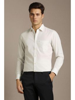 Louis Philippe - Men White Cotton Full Sleeves Shirt