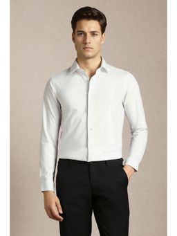 Louis Philippe - Men White Cotton Blend Full Sleeves Shirt