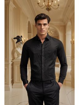 Louis Philippe - Men Black Cotton Full Sleeves Shirt