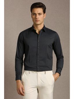 Louis Philippe - Men Black Polyester Full Sleeves Shirt