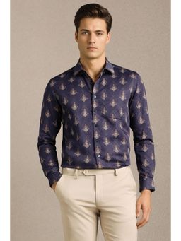 Louis Philippe - Men Purple Cotton Full Sleeves Shirt