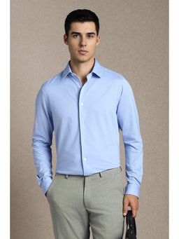 Louis Philippe - Men Blue Cotton Blend Full Sleeves Shirt