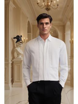 Louis Philippe - Men White Cotton Full Sleeves Shirt