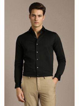 Louis Philippe - Men Black Cotton Full Sleeves Shirt