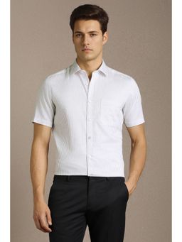 Louis Philippe - Men White Cotton Half Sleeves Shirt