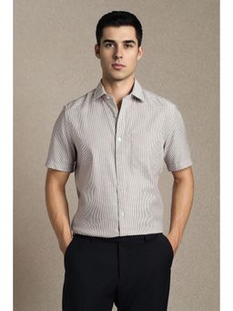 Louis Philippe - Men Brown Cotton Half Sleeves Shirt