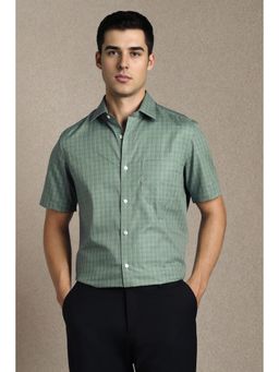 Louis Philippe - Men Green Cotton Half Sleeves Shirt