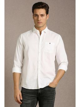 Louis Philippe - Men White Cotton Full Sleeves Shirt