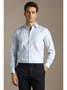 Louis Philippe - Men Blue Cotton Blend Full Sleeves Shirt
