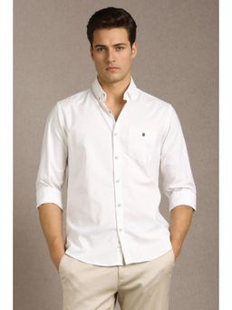 Louis Philippe - Men White Cotton Full Sleeves Shirt