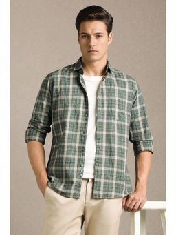 Louis Philippe - Men Green Cotton Full Sleeves Shirt