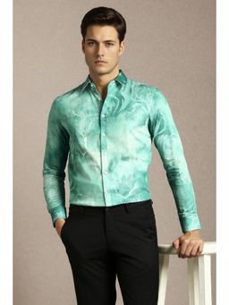 Louis Philippe - Men Green Cotton Full Sleeves Shirt