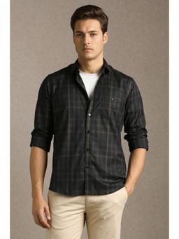 Louis Philippe - Men Black Cotton Full Sleeves Shirt