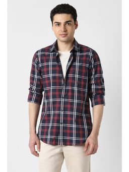 Peter England - Men Navy Blue Cotton Full Sleeves Shirt