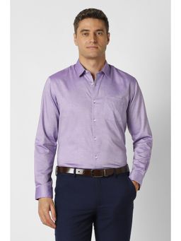 Peter England - Men Purple Cotton Full Sleeves Shirt