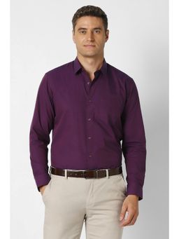 Peter England - Men Purple Cotton Full Sleeves Shirt