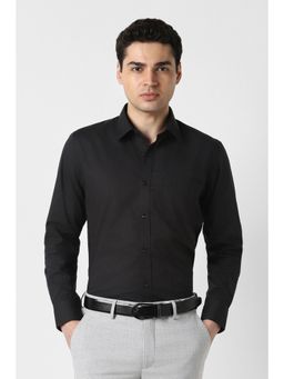 Peter England - Men Black Cotton Blend Full Sleeves Shirt