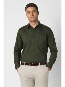 Peter England - Men Green Cotton Blend Full Sleeves Shirt