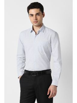 Peter England - Men Blue Cotton Blend Full Sleeves Shirt