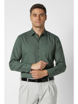 Peter England - Men Green Cotton Blend Full Sleeves Shirt