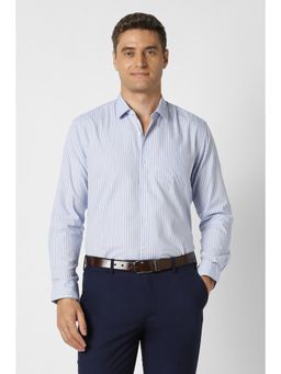 Peter England - Men Blue Cotton Blend Full Sleeves Shirt