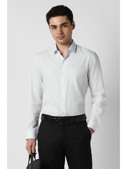 Peter England - Men White Cotton Blend Full Sleeves Shirt