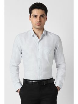 Peter England - Men White Cotton Blend Full Sleeves Shirt