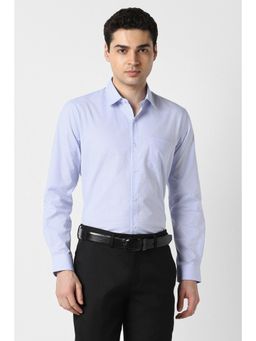 Peter England - Men Blue Cotton Blend Full Sleeves Shirt