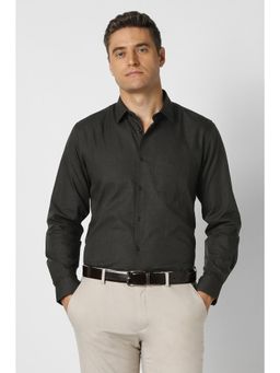 Peter England - Men Black Cotton Blend Full Sleeves Shirt