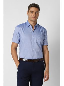 Peter England - Men Blue Cotton Half Sleeves Shirt